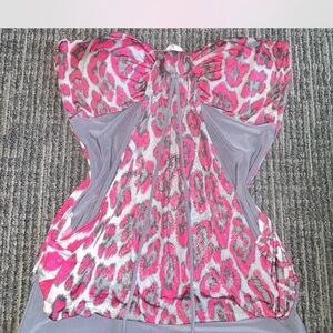 Stylish Pink and Gray Leopard Print Women's Top
